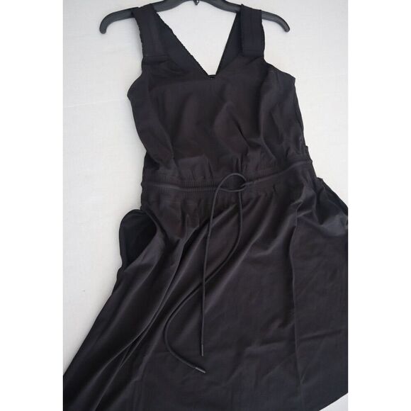 Athleta Women's Sz S Black Savannah Strap Mini Athletic Tie Waist Dress - Picture 4 of 7